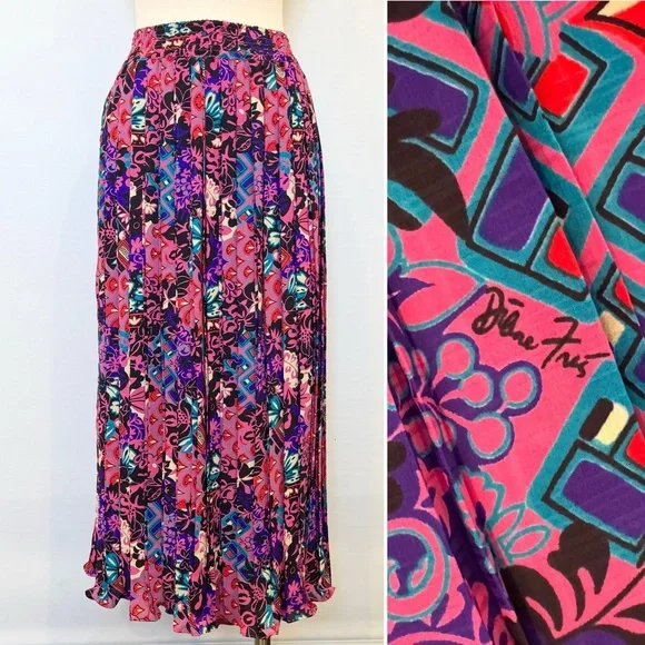 Vintage Diane Freis Signature Print Skirt & Silk Jacket Bundle - Picture 2 of 13